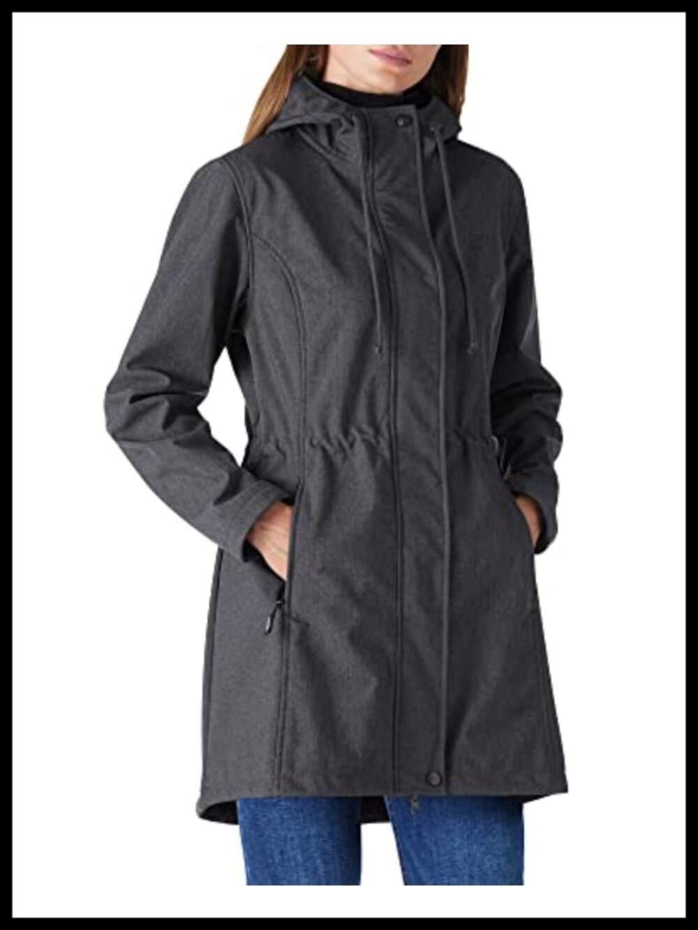 Women's Waterproof Fleece Lined Softshell Hooded Rain Jacket